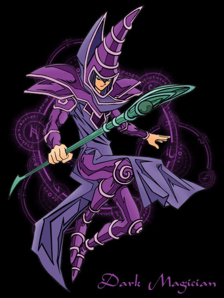 The Legendary Dark Magician From Yu-gi-oh! In A Mystical Pose Wallpaper