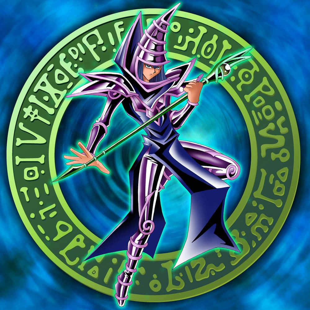 The Legendary Yugioh Dark Magician Unleashing His Power Wallpaper