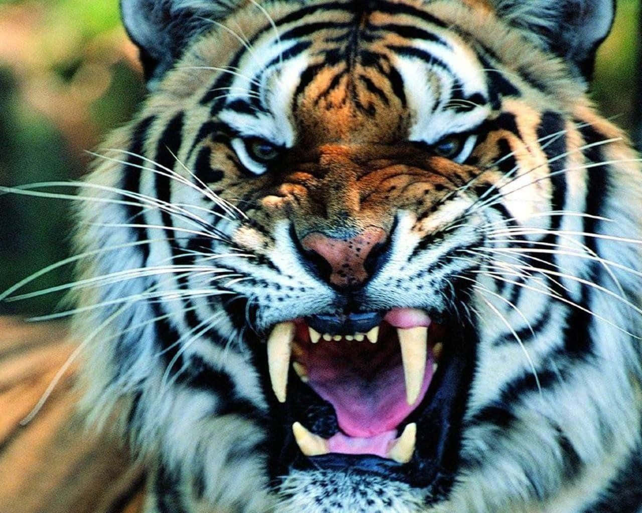 The Majestic Indian Tiger Growling Wallpaper