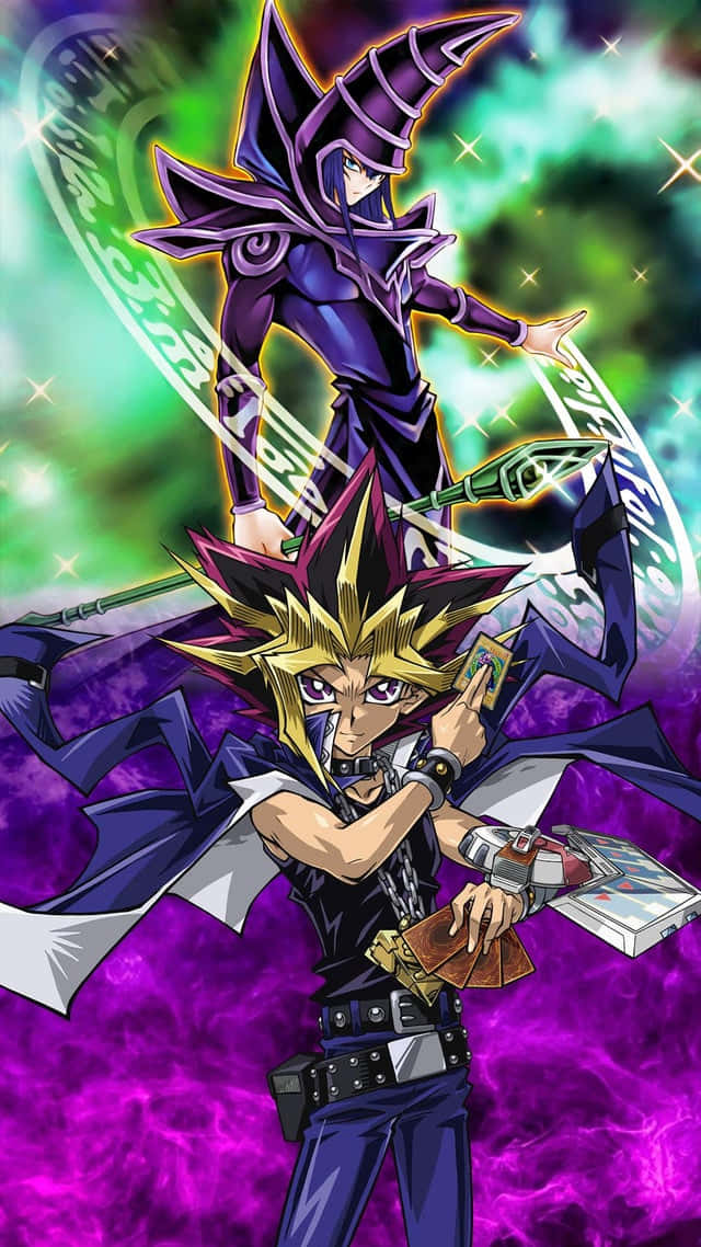 The Mighty Dark Magician Unleashes His Power In This Stunning Yu-gi-oh! Wallpaper. Wallpaper