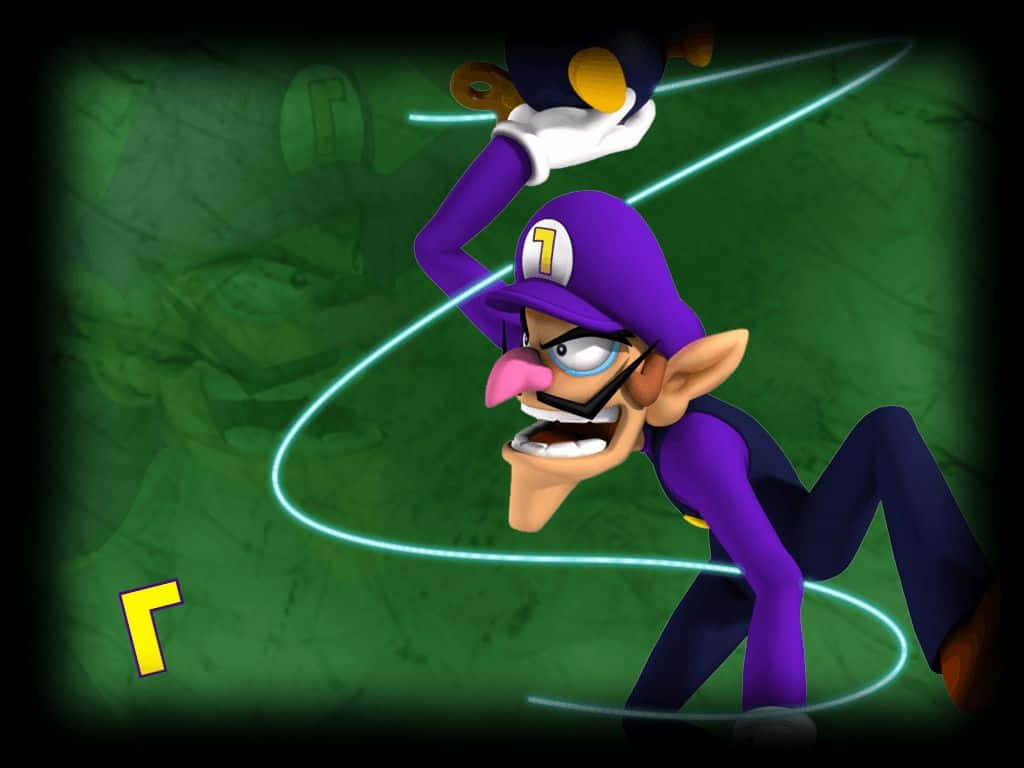 The Mischevious Waluigi Preparing For Action Wallpaper