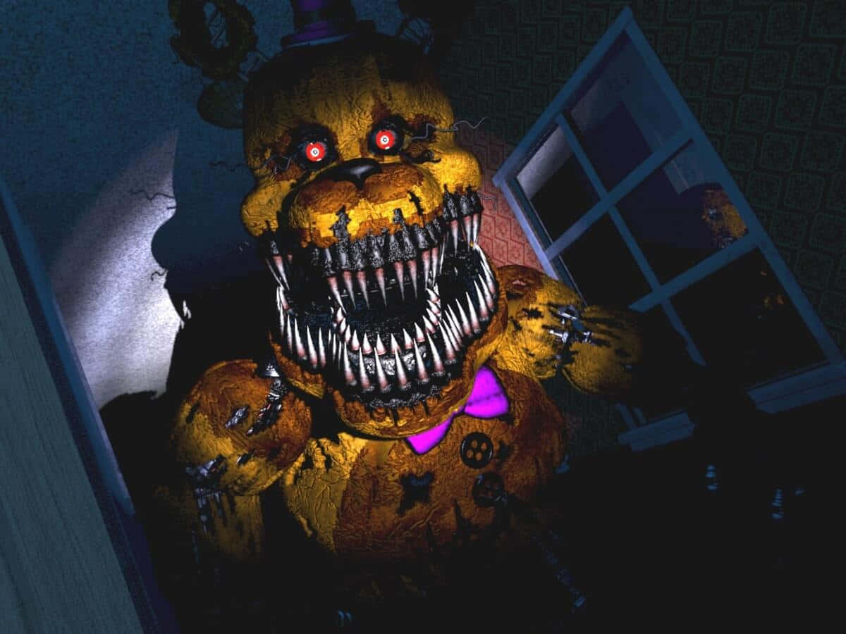 The Mysterious Golden Freddy In Action Wallpaper