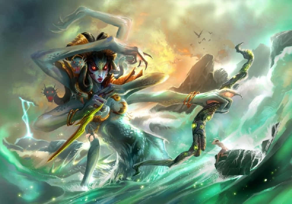 The Mysterious Lady Vashj In Awe-inspiring Fantasy Art Wallpaper