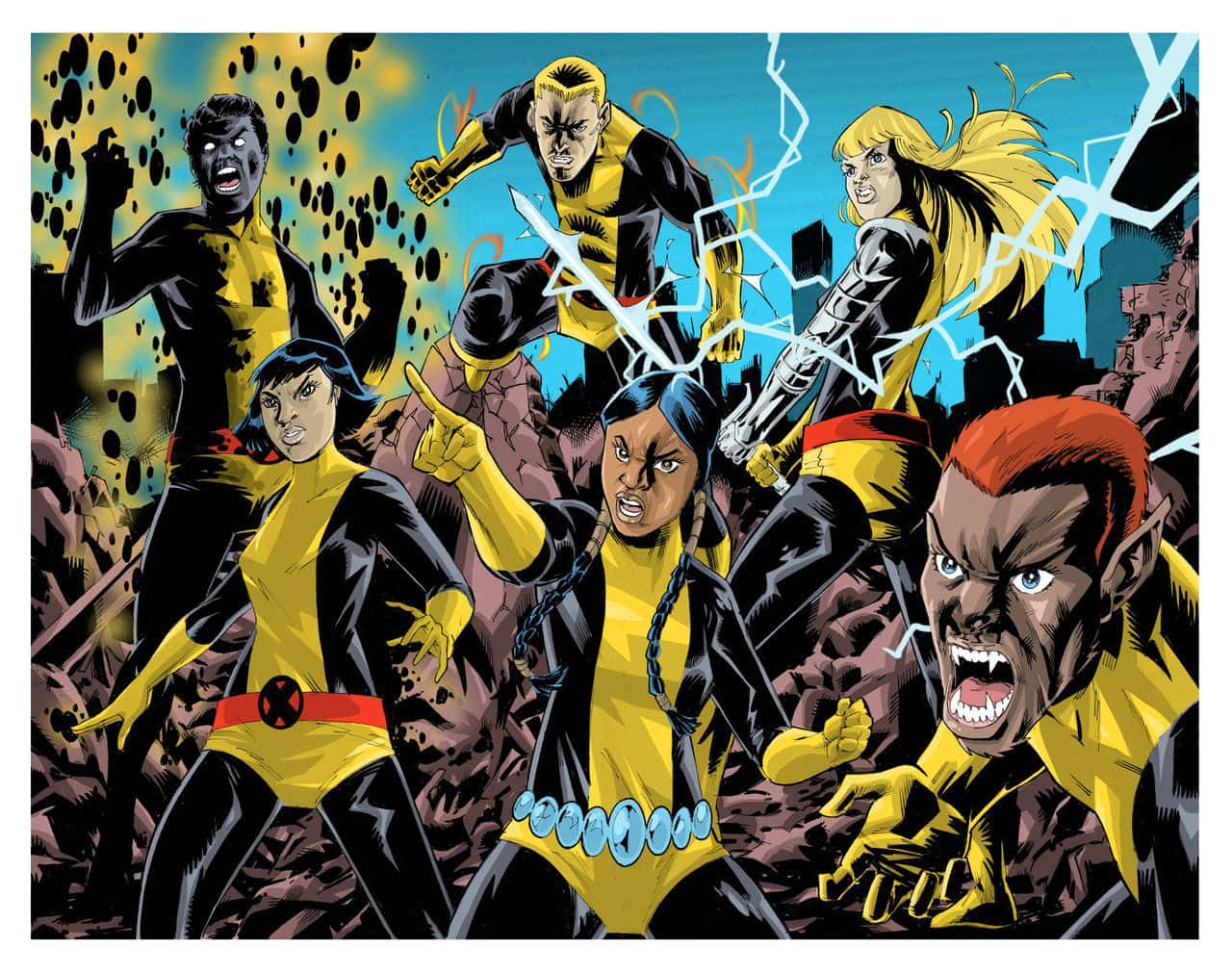 The New Mutants Cast Assemble In Their Superpowered Forms Wallpaper