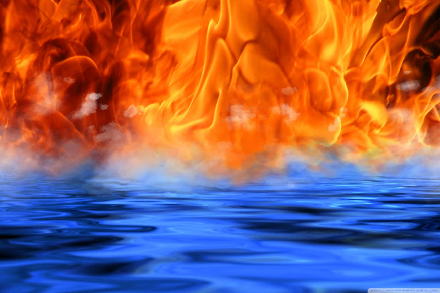 The Power Of Harmony Between Fire And Water. Wallpaper