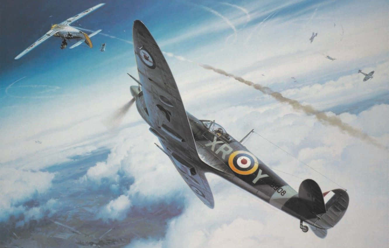 The Powerful Spitfire Flying Through The Skies Wallpaper