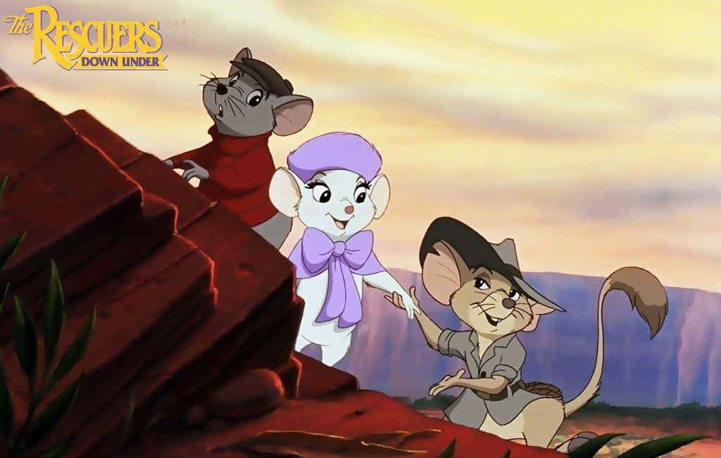 The Rescuers Down Under - Bernard And Bianca On An Epic Adventure Wallpaper