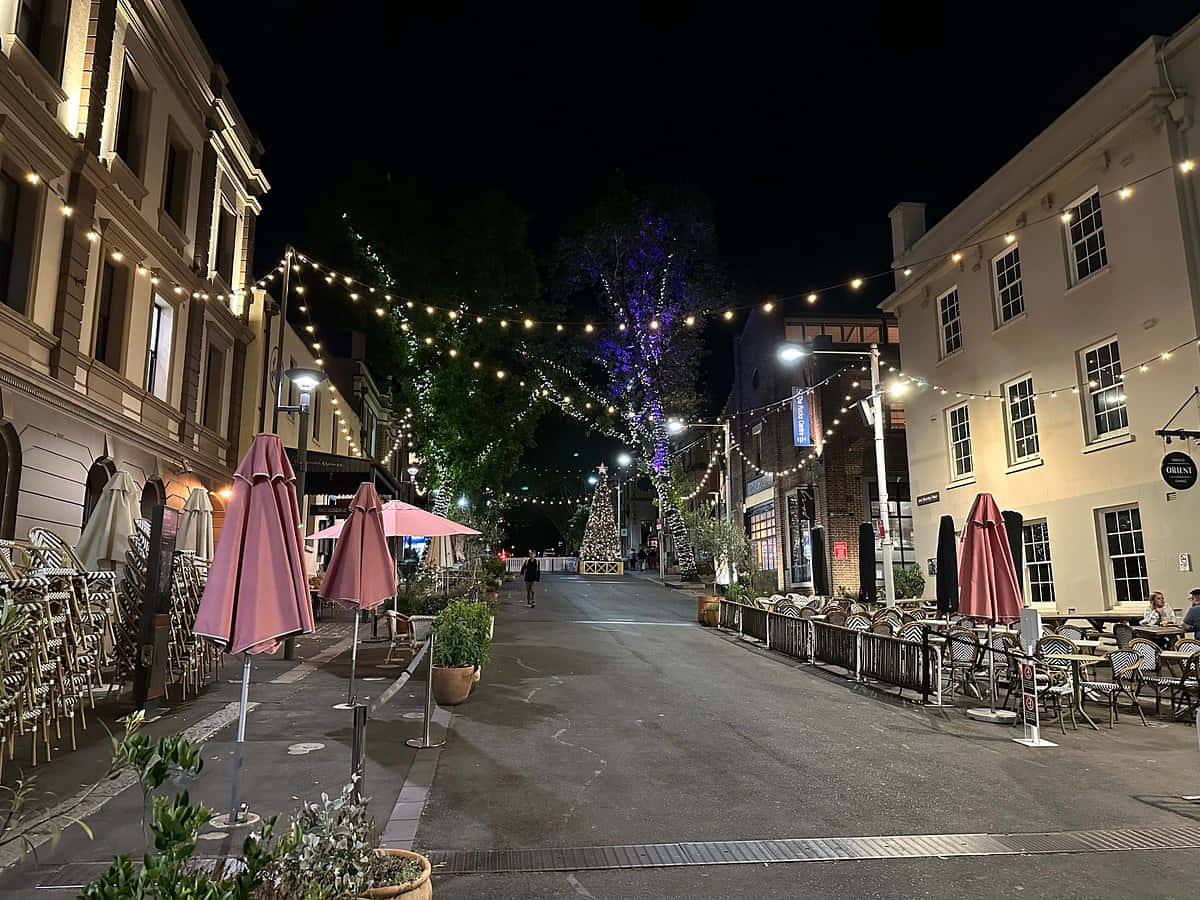 The Rocks Sydney Nighttime Street Scene Wallpaper