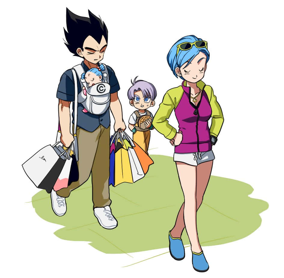 The Royal Saiyan Family - Prince Vegeta, Bulma, And Trunks Wallpaper