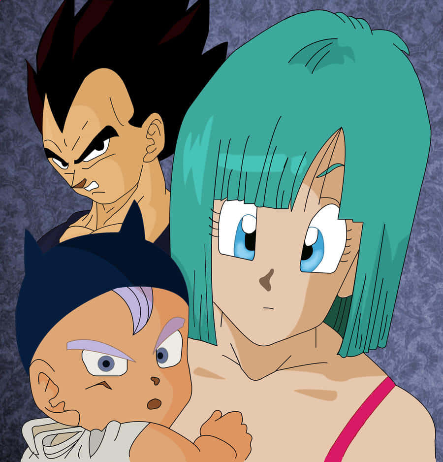 The Royal Saiyan Family: Vegeta, Bulma, And Trunks Wallpaper