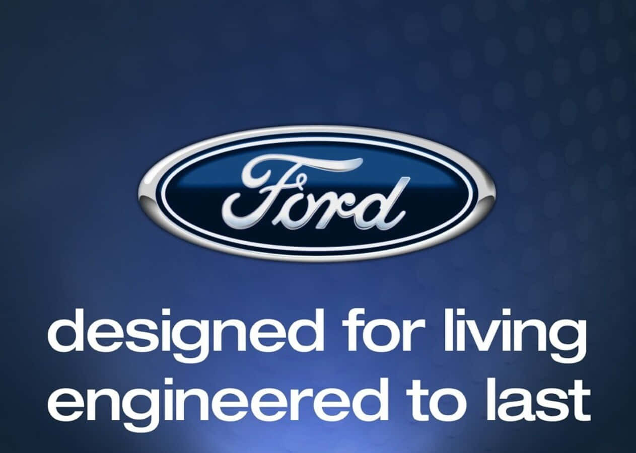 The Shining Ford Logo Showcased On A Blue Background Wallpaper