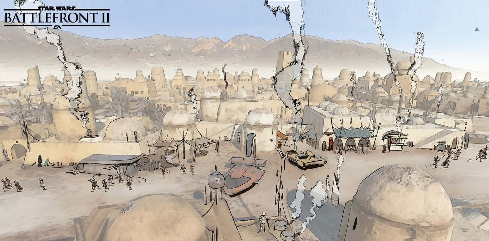 The Spaceport Known As Mos Eisley, A Hive Of Criminal Activity And Home To Unsavoury Denizens Wallpaper