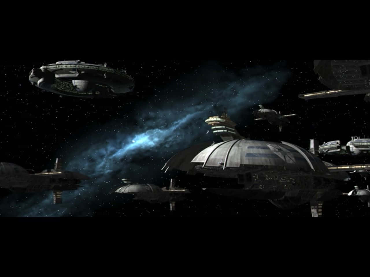 The Trade Federation Fleet In Action Wallpaper