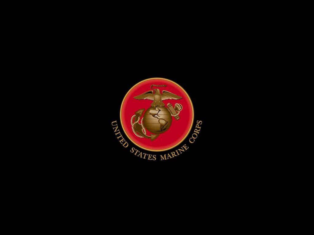 The Us Marine Corps Logo On A Black Background Wallpaper