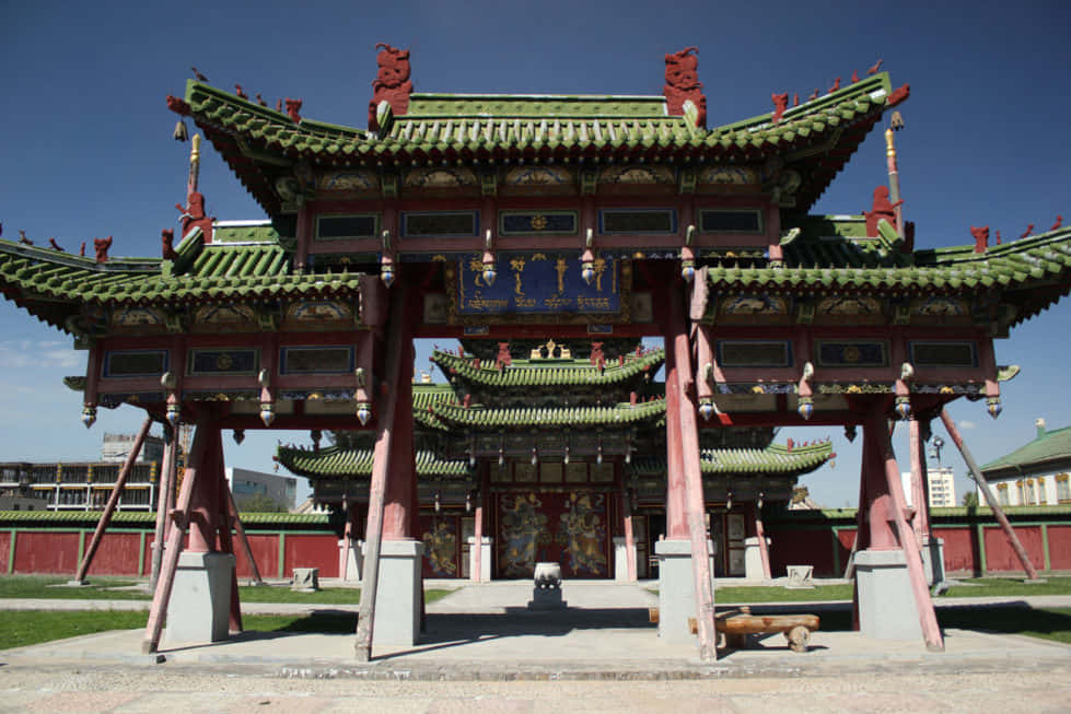 The Winter Palace Of The Bogd Khan Against A Dim Sky Wallpaper