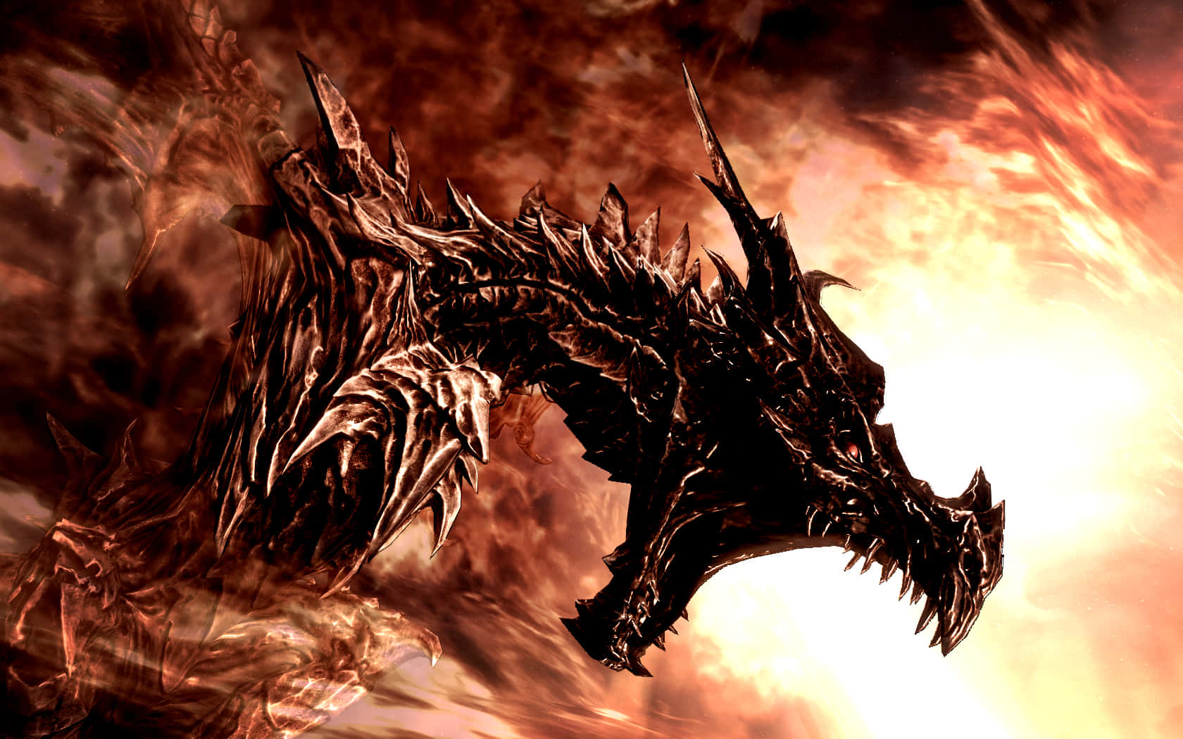 The World Eater Alduin Dominating The Skies Of Skyrim. Wallpaper