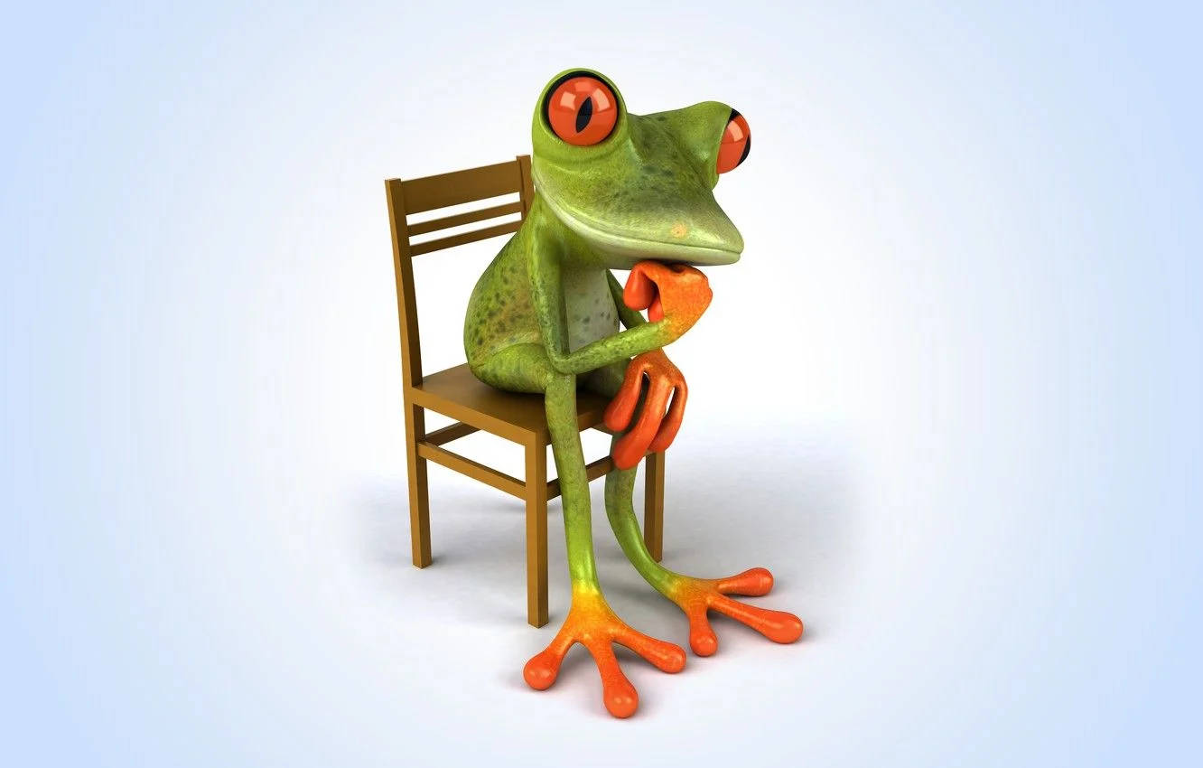 Thinking Kawaii Frog Wallpaper