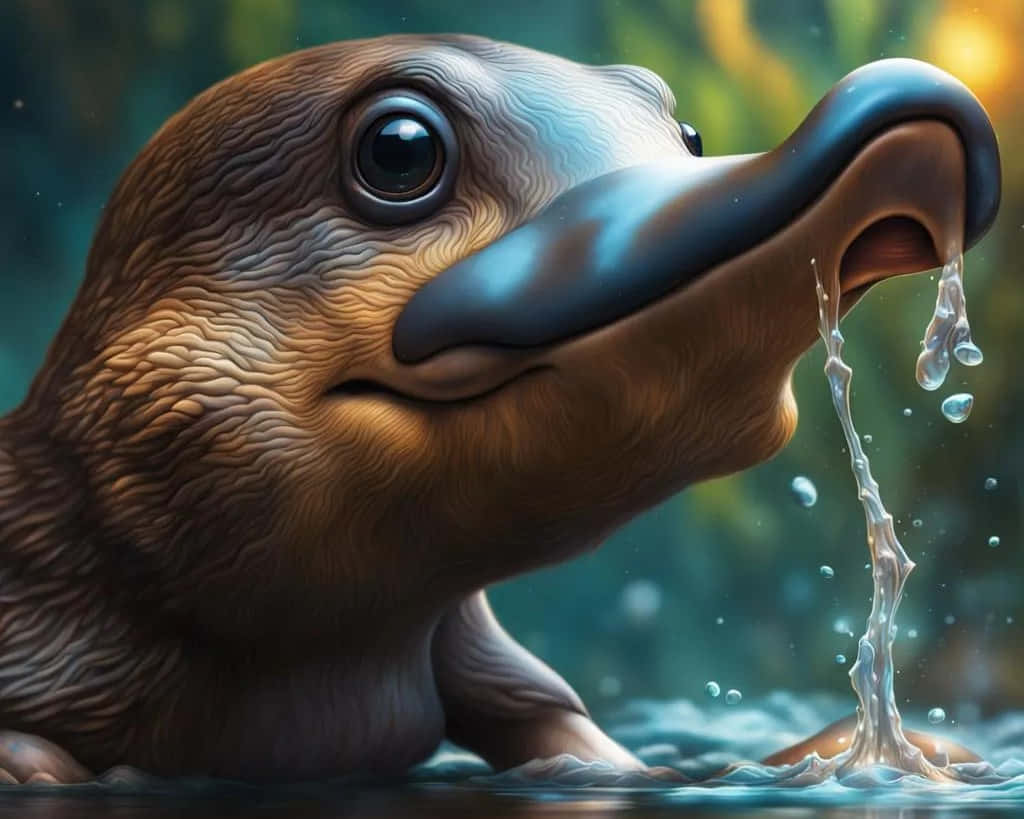 Thirsty Platypus Closeup Artwork Wallpaper