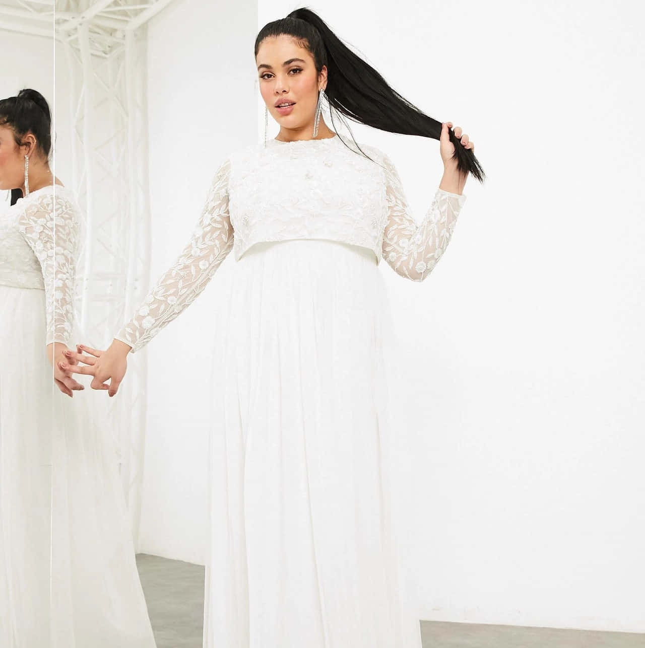 This Beautiful Bride Captures The Moment In A Classic White Dress. Wallpaper