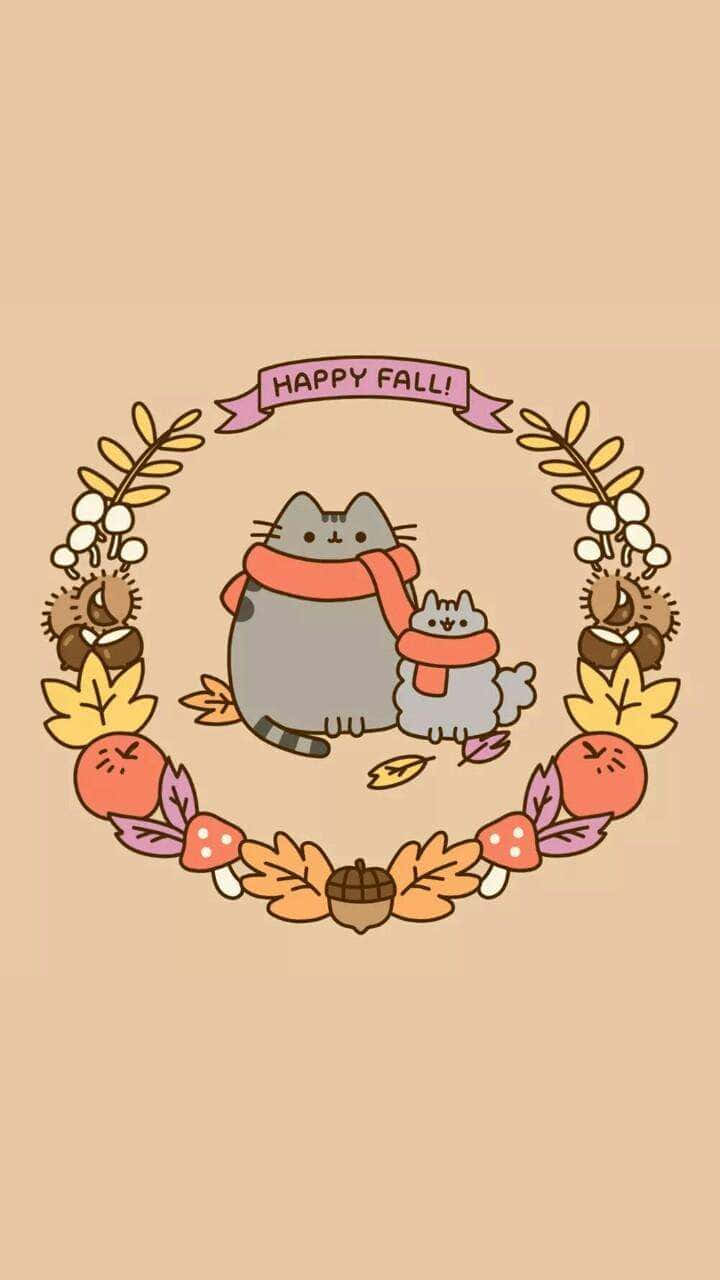 This Cute Kawaii Pusheen Is Ready For A Day Of Fun! Wallpaper