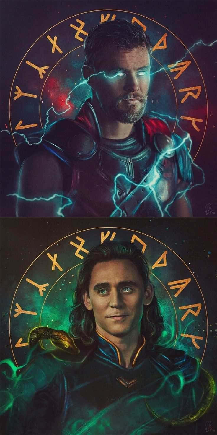 Thor And Loki Marvel Art Iphone Wallpaper