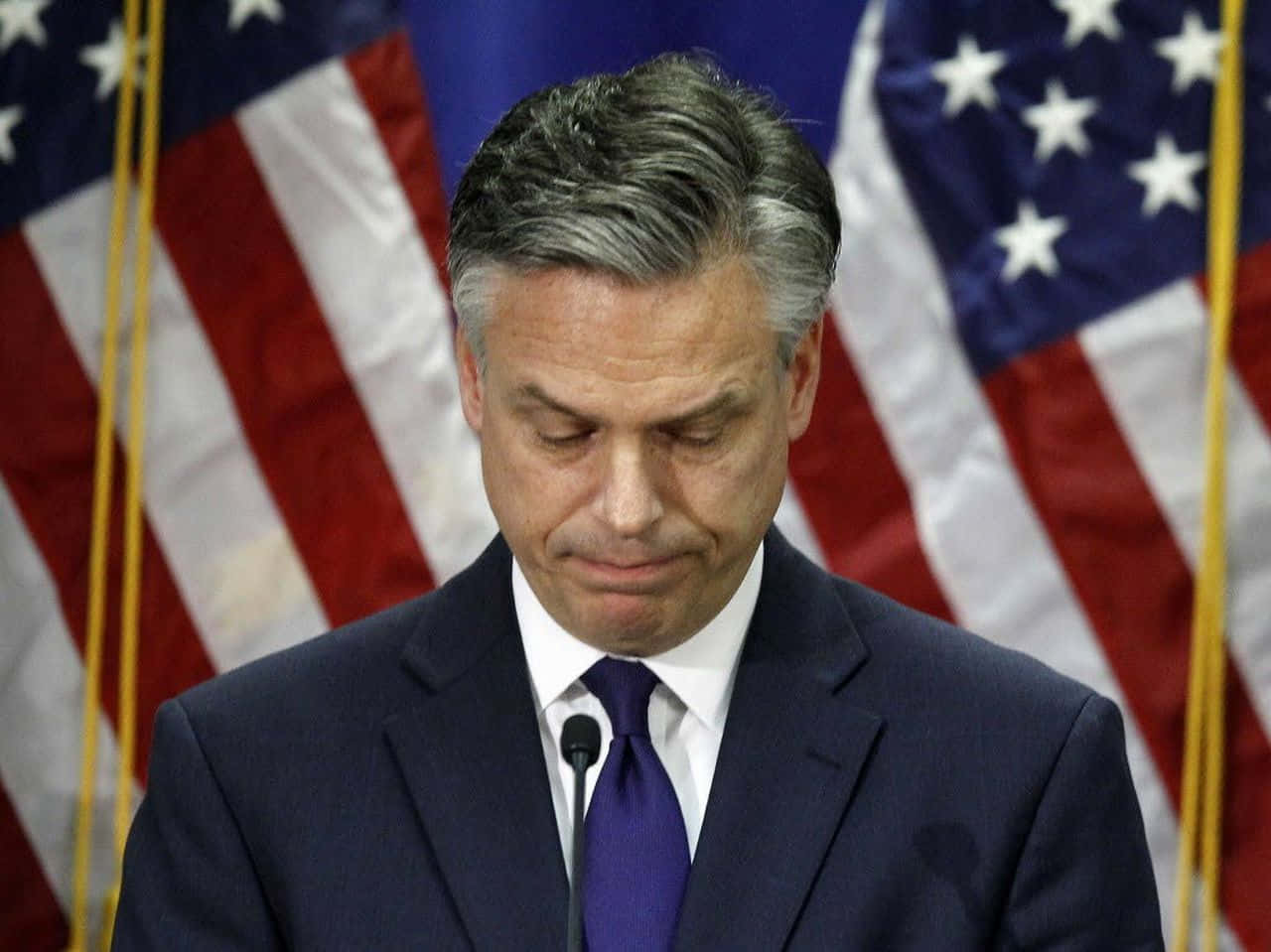 Thoughtful Jon Huntsman Frowning Wallpaper