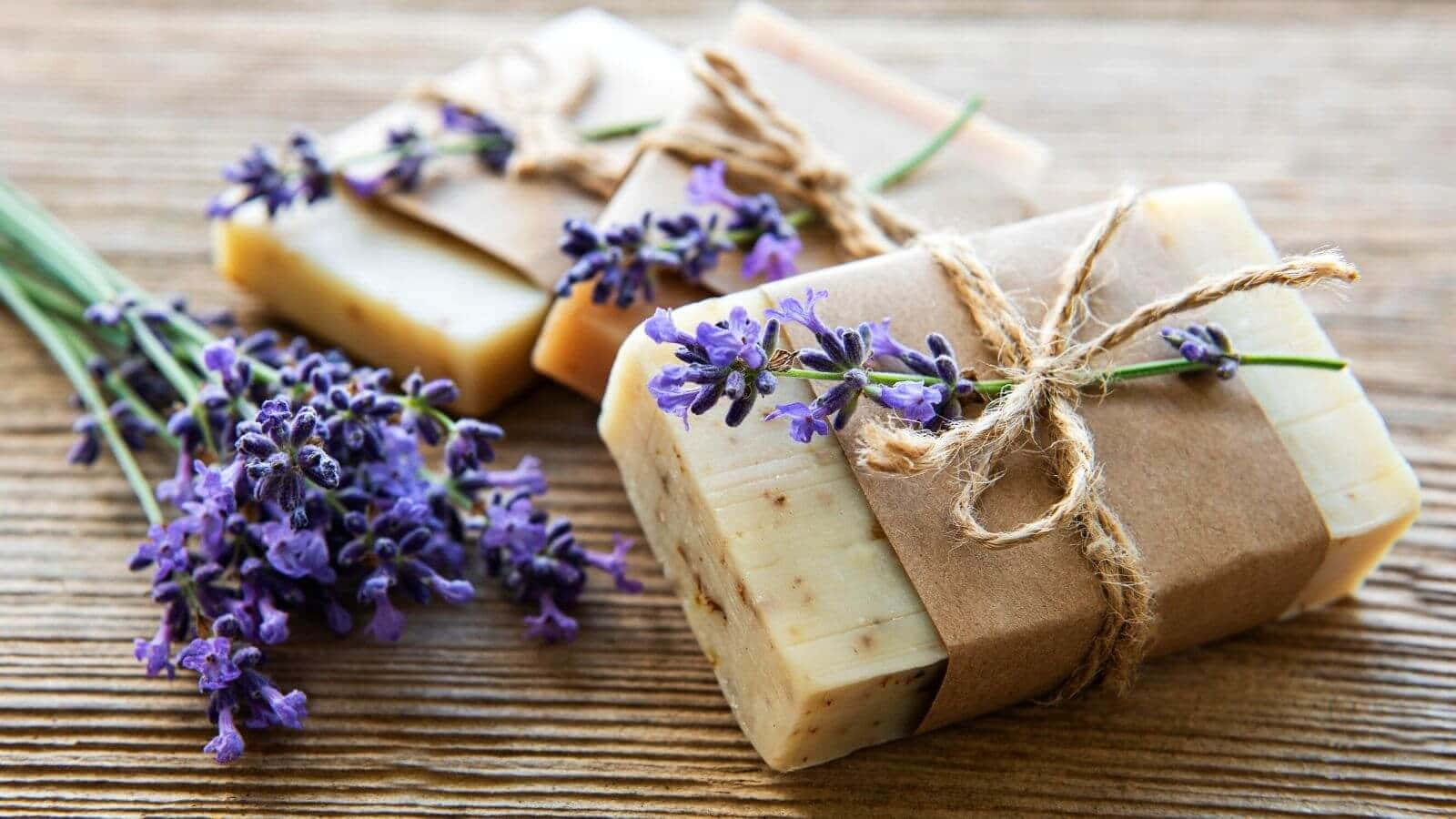 Three Lavender Soap Wallpaper