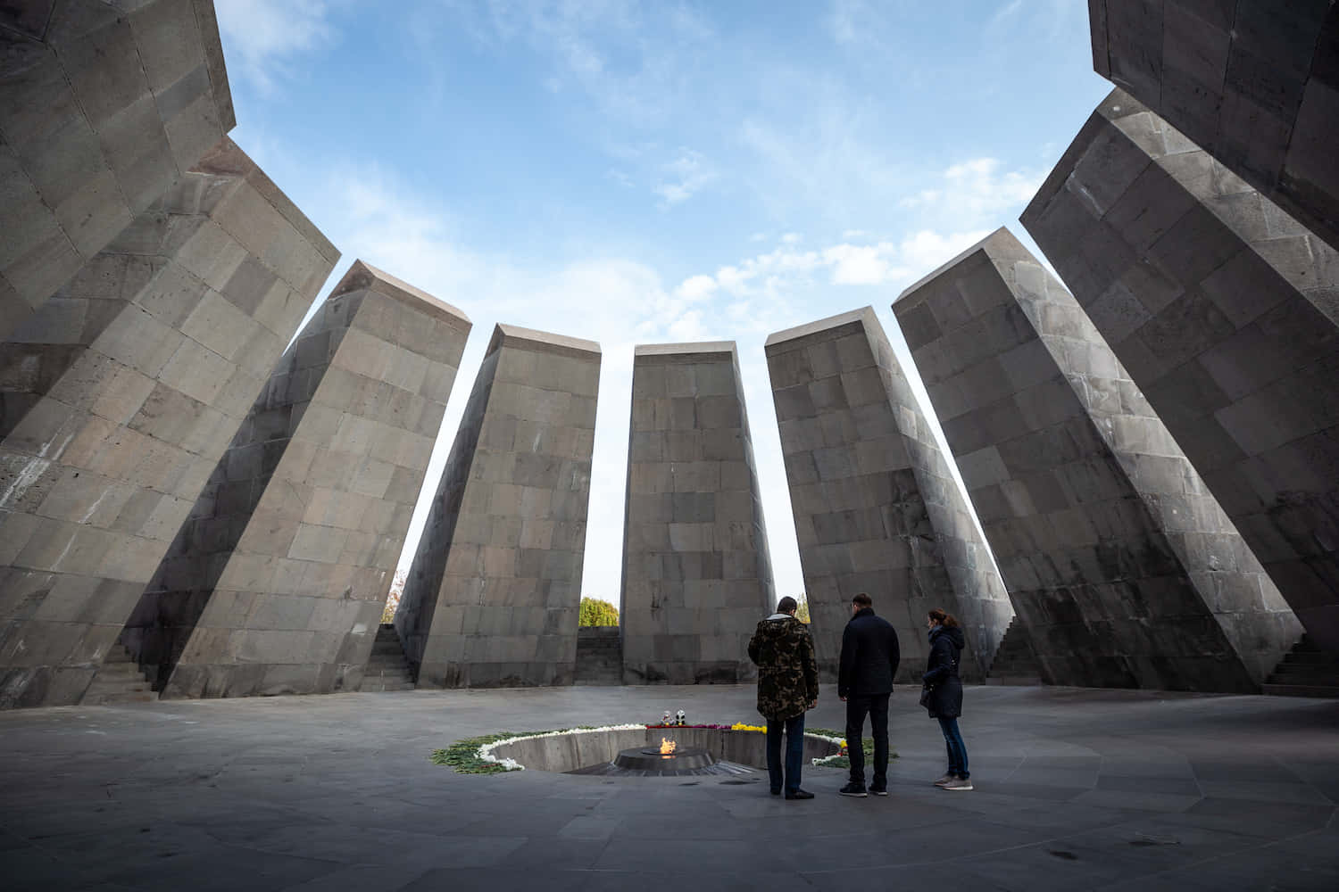 Three Men At The Armenian Genocide Memorial Wallpaper