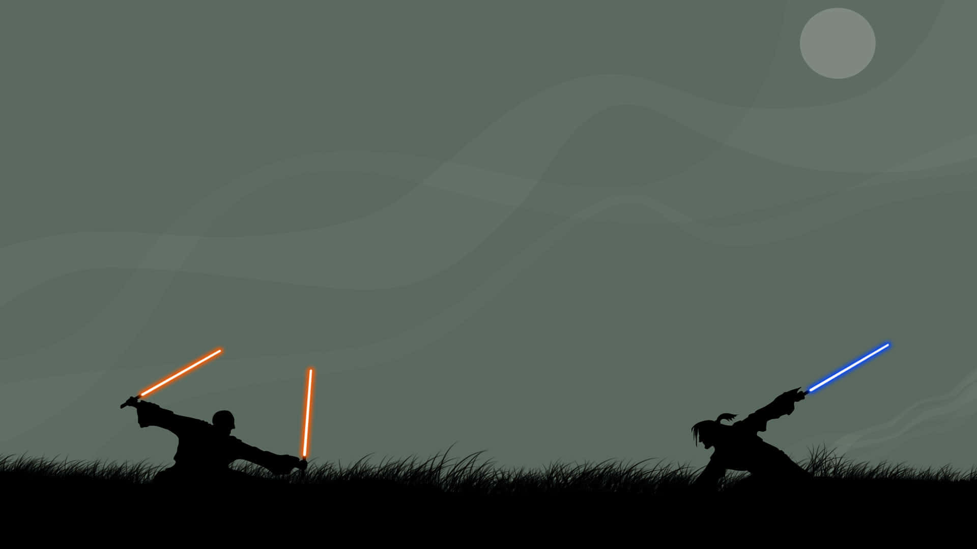 Thrilling Lightsaber Duel In Action Wallpaper