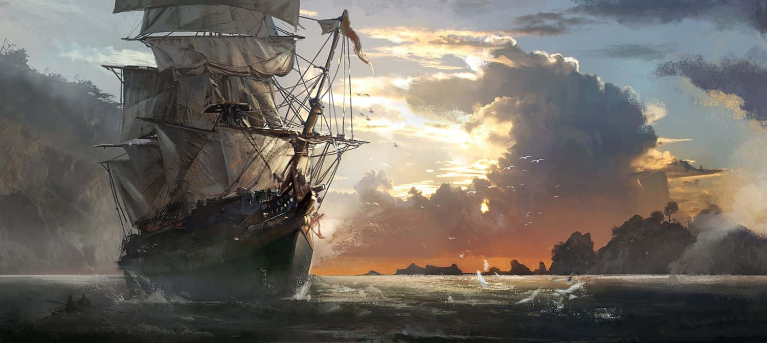 Thrilling Ship Combat In Assassin's Creed 4 Black Flag Wallpaper