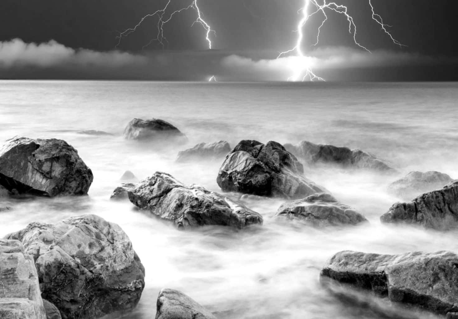 Thunderstorm In Monochrome Wallpaper