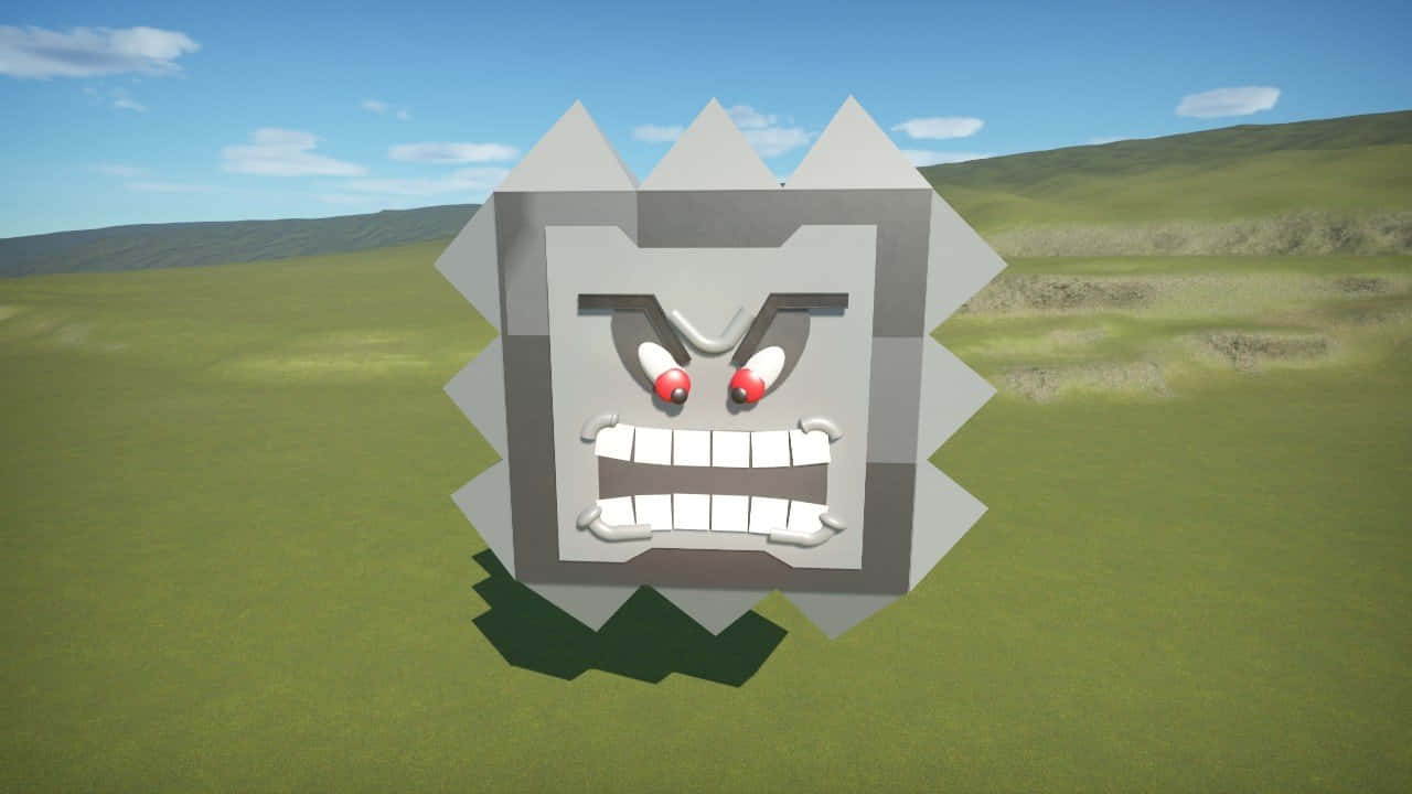 Thwomp_ Character_ In_ Grassy_ Field Wallpaper