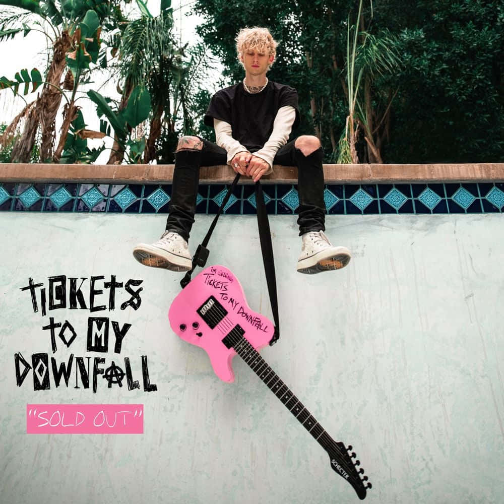 Tickets To My Downfall Machine Gun Kelly Sitting On Wall Wallpaper