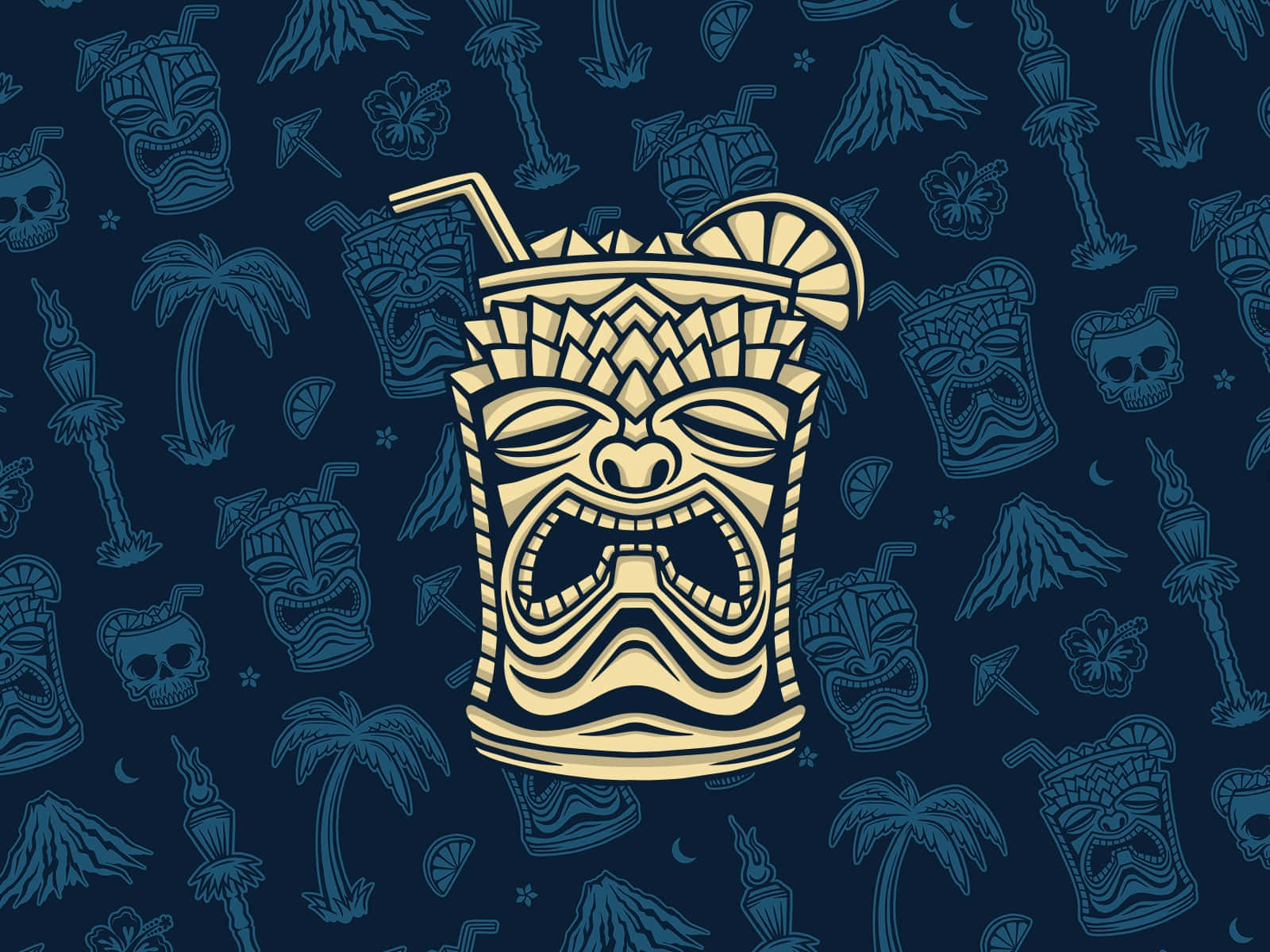 Tiki Pattern Illustration Wallpaper