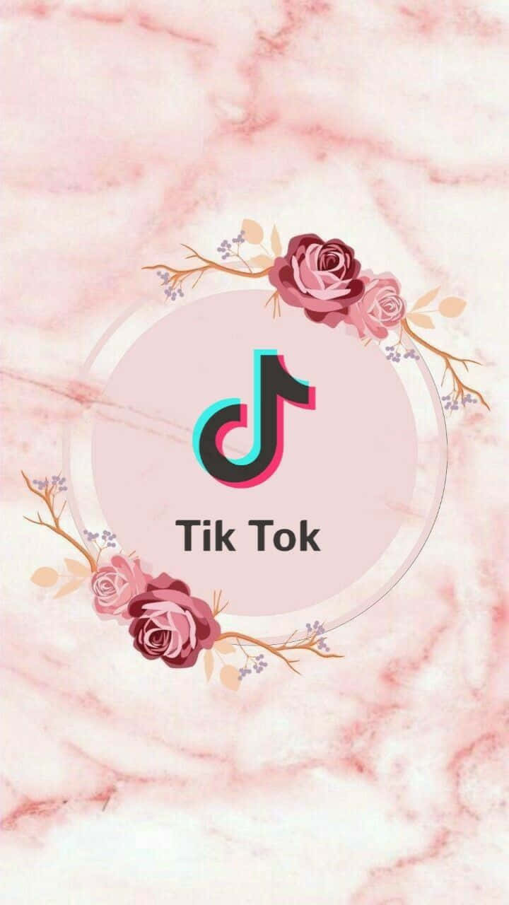 Tiktok Aesthetics Logo With Roses Wallpaper