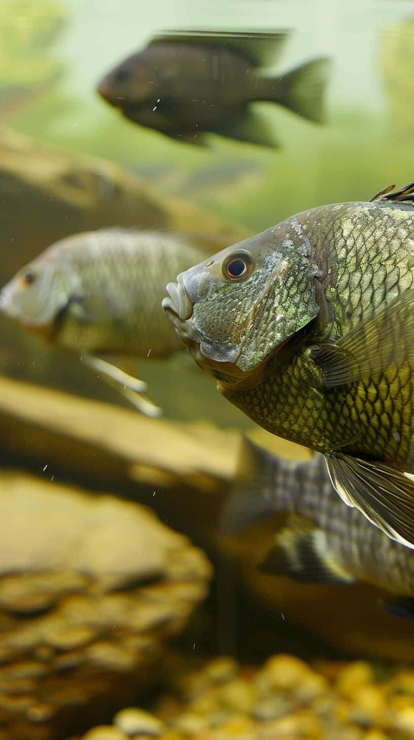 Tilapia Fish Up Close Aquarium View Wallpaper