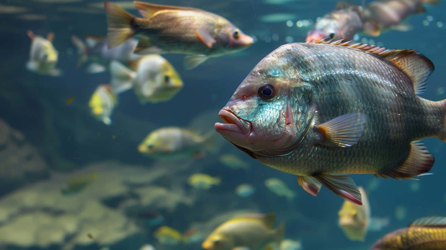 Tilapia School Underwater Wallpaper