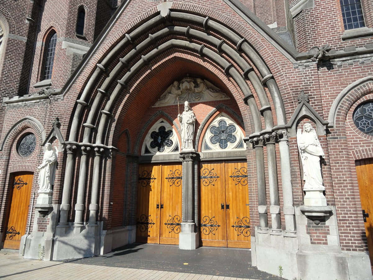 Tilburg Church Entrance Architecture Wallpaper