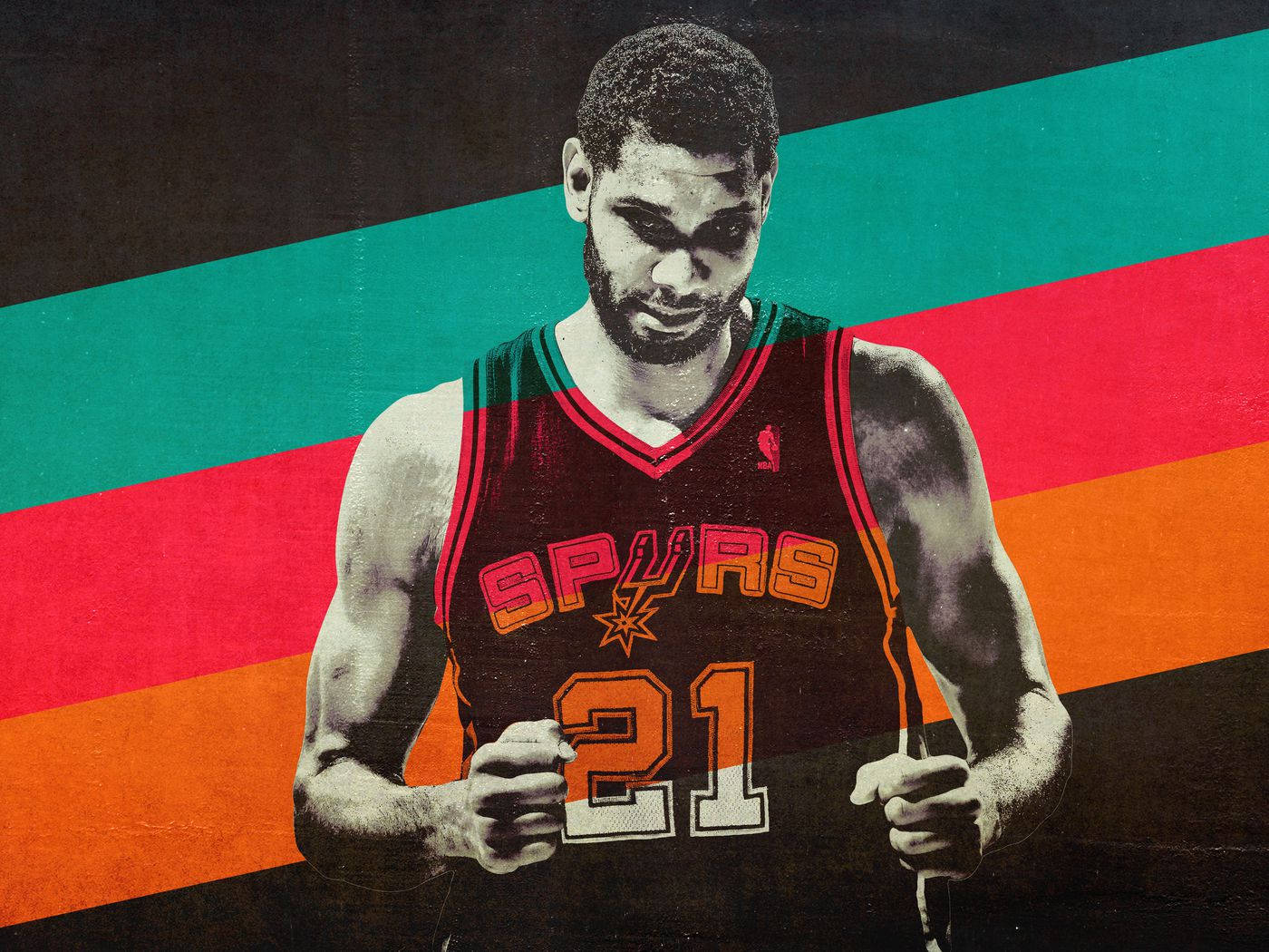 Tim Duncan Green Orange Art Wallpaper