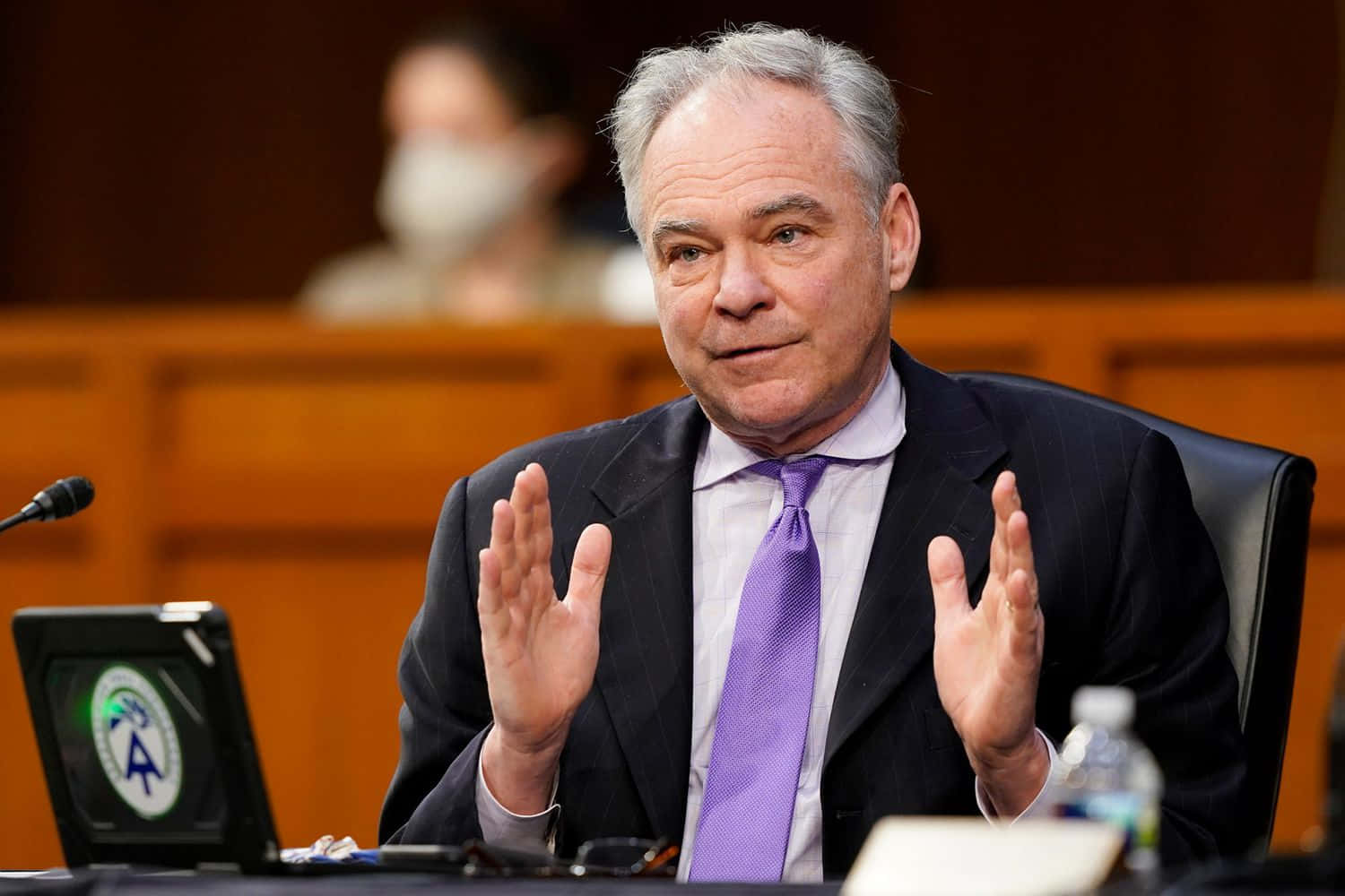 Tim Kaine Speaking With Hands Up Wallpaper