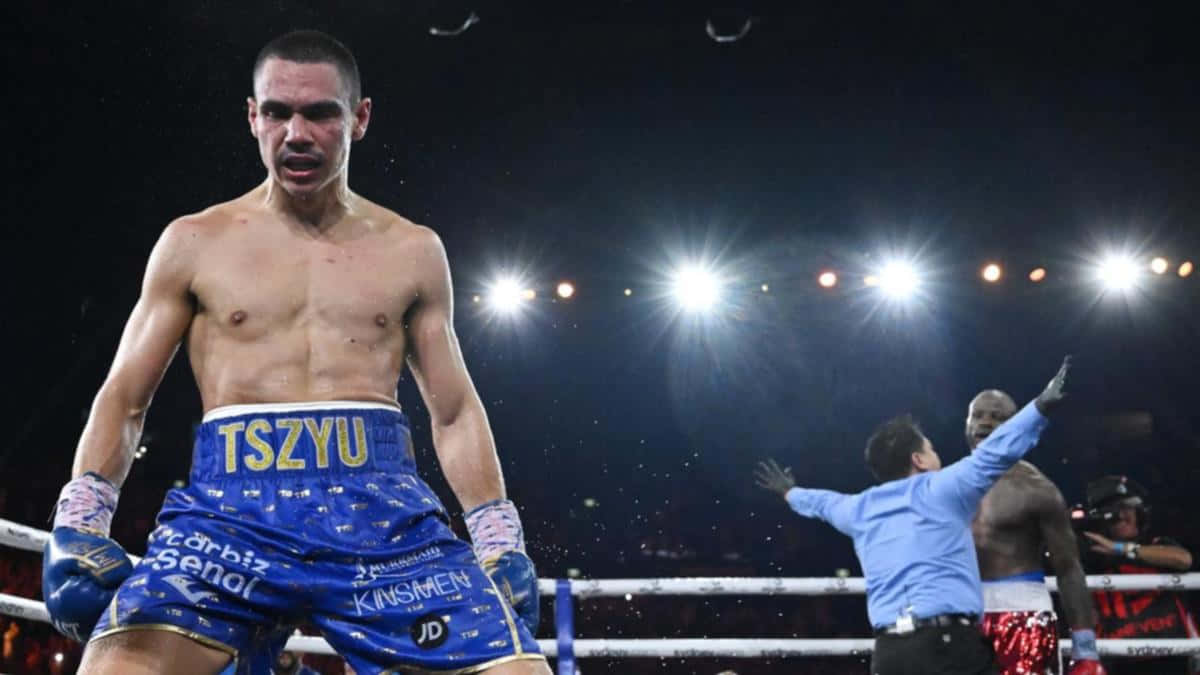 Tim Tszyu Celebrating His Victory In The Boxing Ring Wallpaper