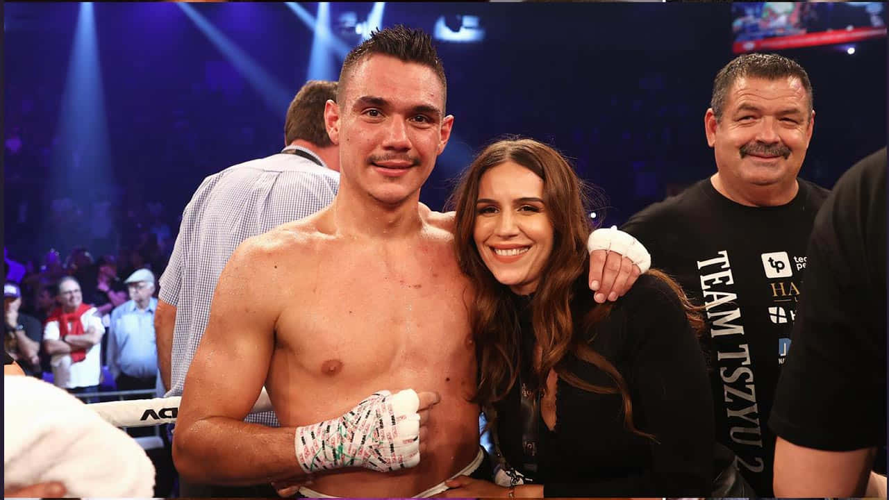 Tim Tszyu's Pose After Winning A Boxing Match Wallpaper