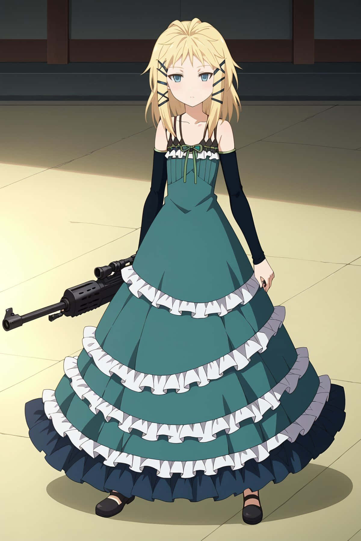 Tina Sprout Anime Character With Sniper Rifle Wallpaper