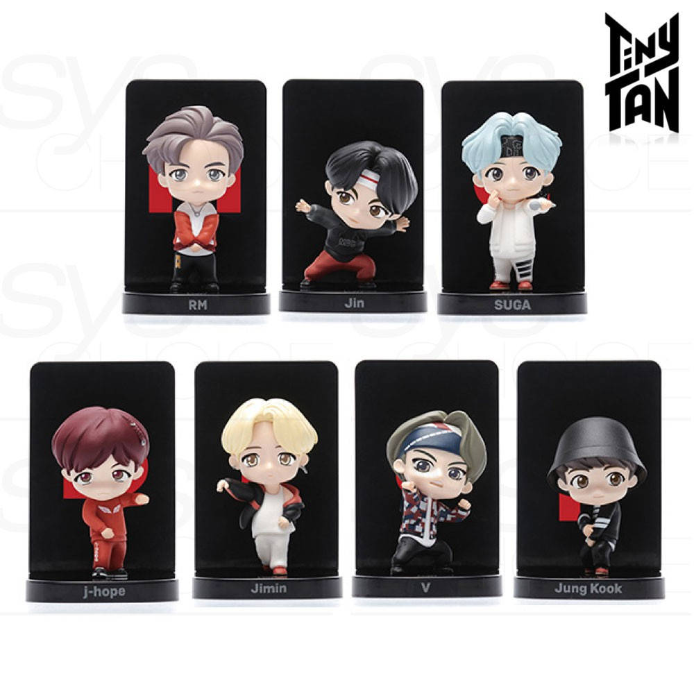 Tiny Tan Bts Action Figure In Black Wallpaper