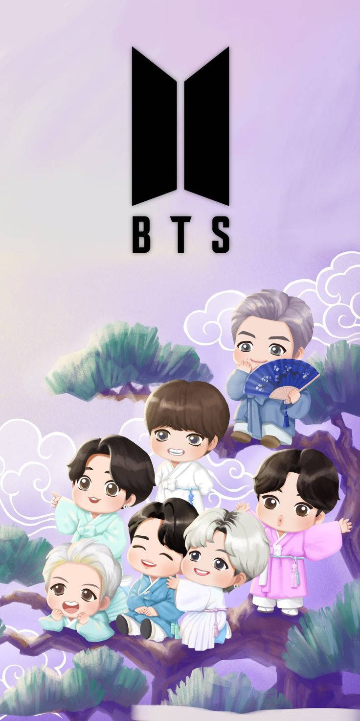 Tiny Tan Bts On Tree Top Wallpaper