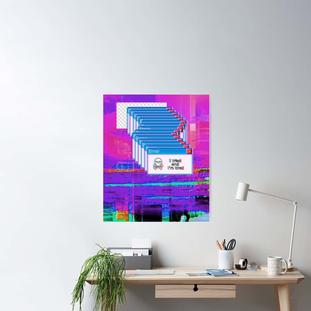 Tired Aesthetic Glitch Art Canvas Wallpaper