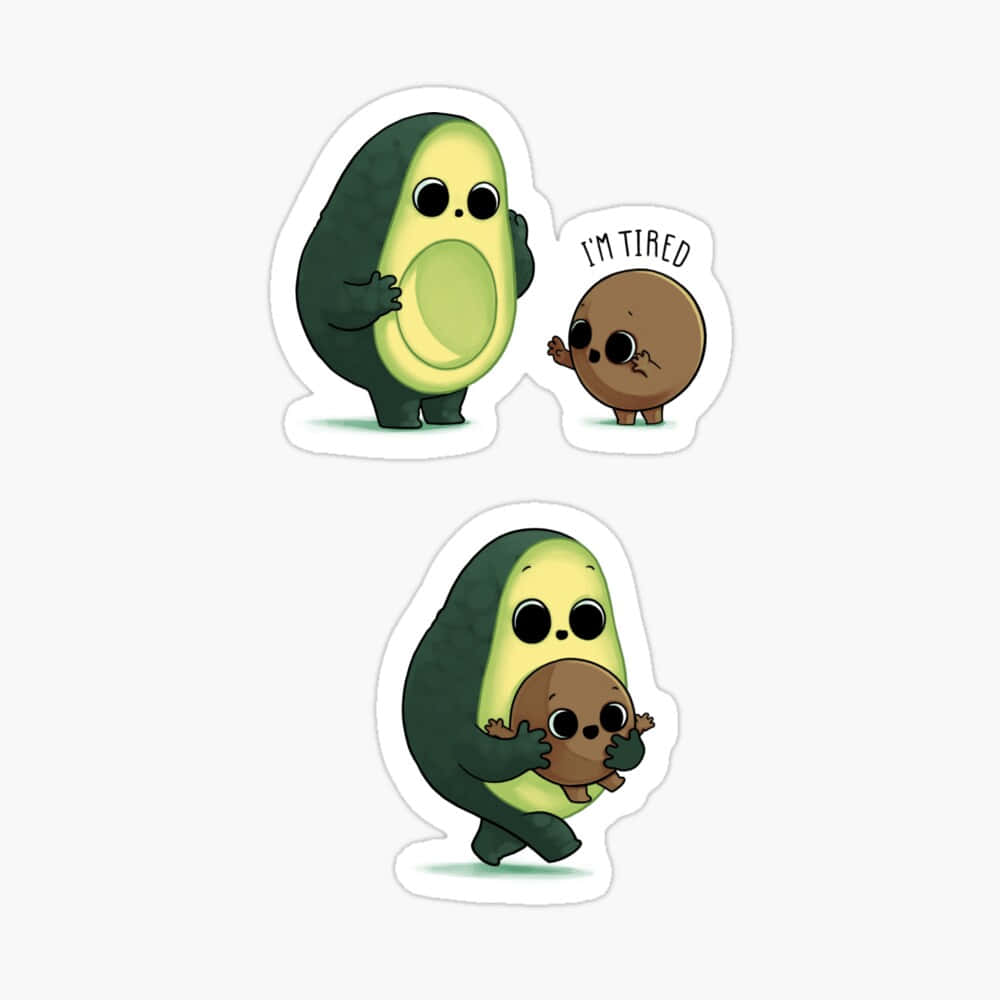 Tired Avocadoand Coffee Stickers Wallpaper