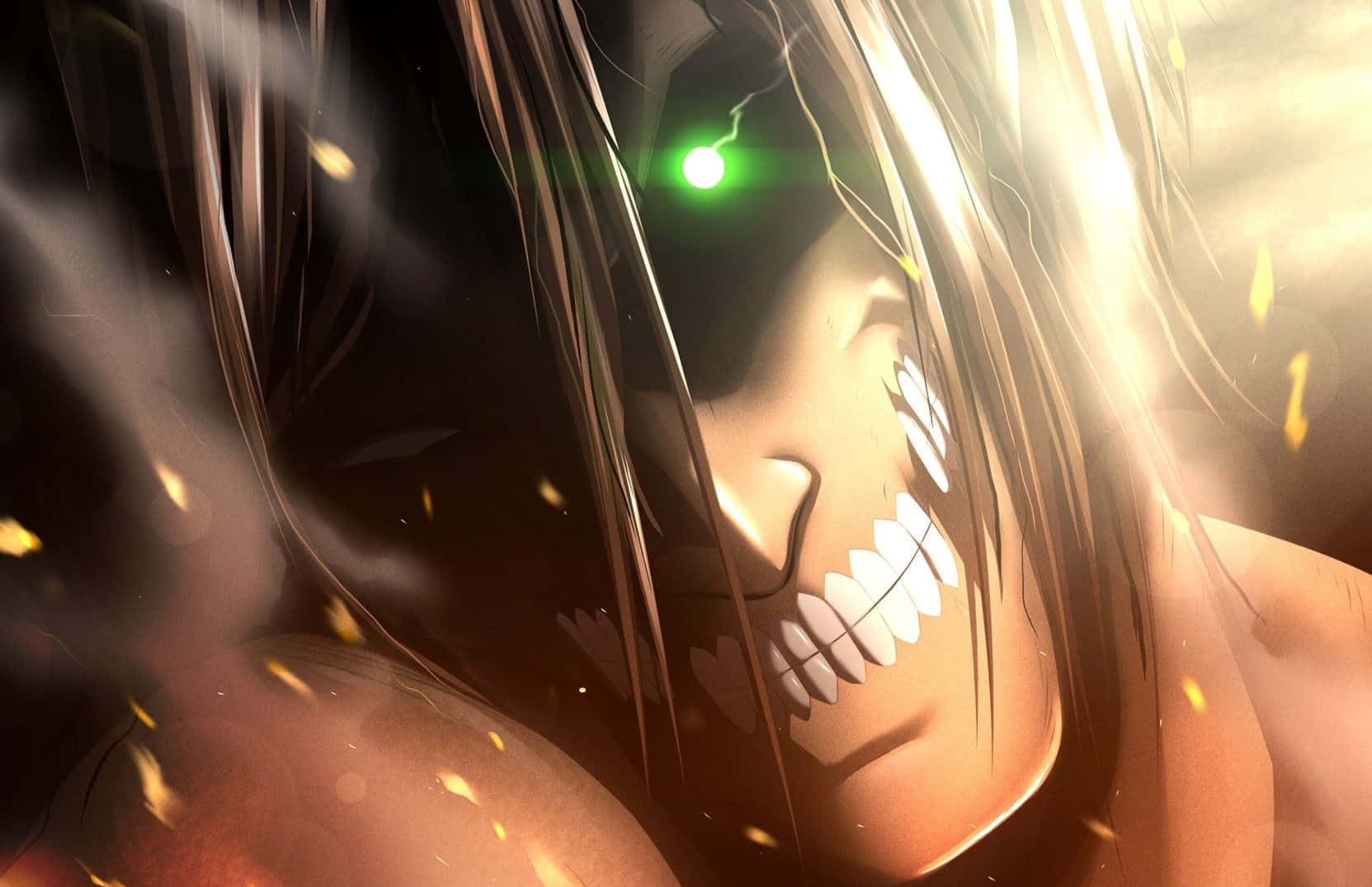 Titan Eren Yeager Close Up Shot Wallpaper