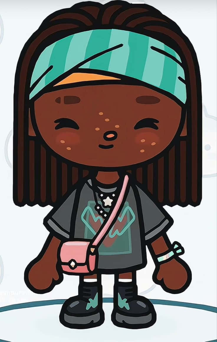 Toca Boca Characterwith Green Headbandand Pink Bag Wallpaper