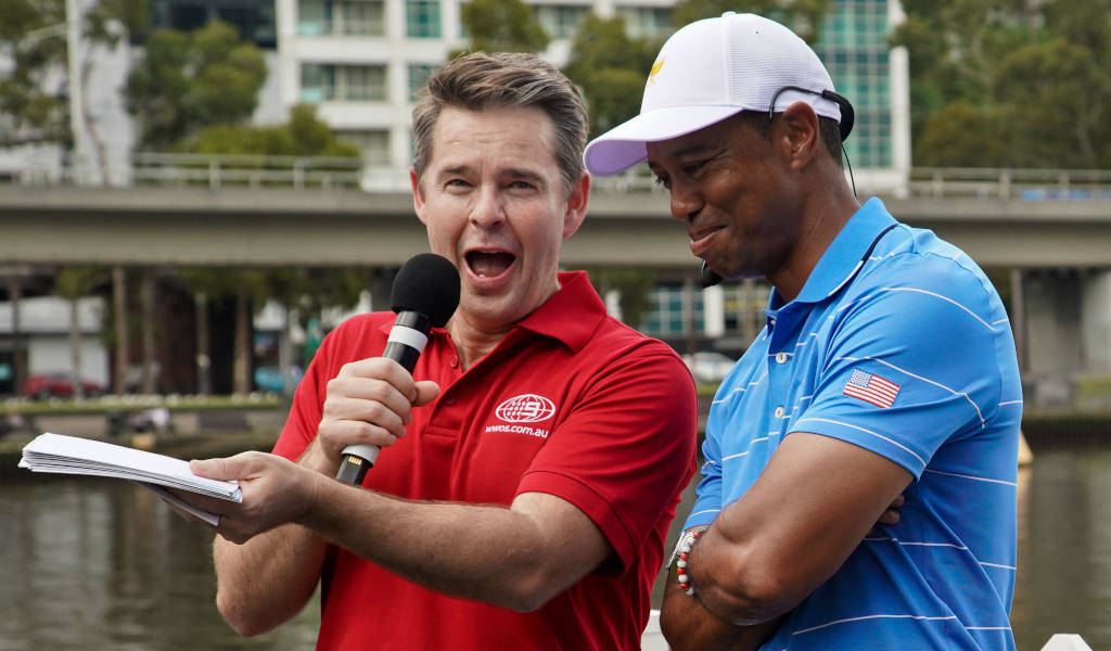 Todd Woodbridge And Tiger Woods Interview Wallpaper